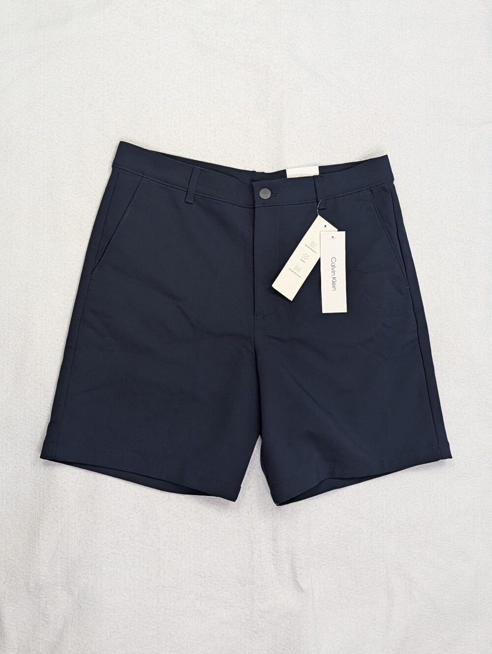 NWT Calvin Klein Mens Size 32 7" Inseam Chino Shorts Stretch Navy Blue New